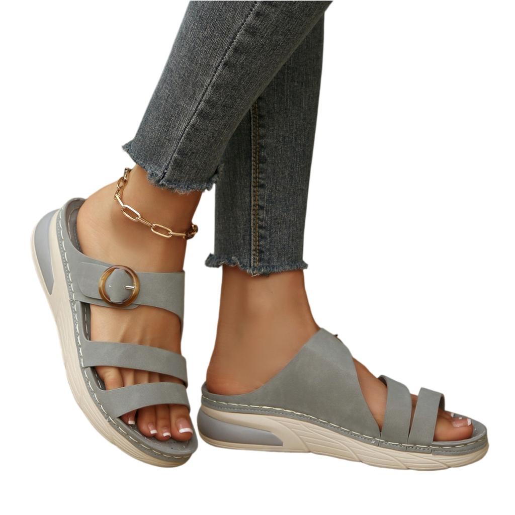 Sandalias de cuña ligeras para mujer, sandalias de verano casuales deportivas, suela gruesa, correa ajustable de velcro, punta abierta, slip-on, calzado cómodo