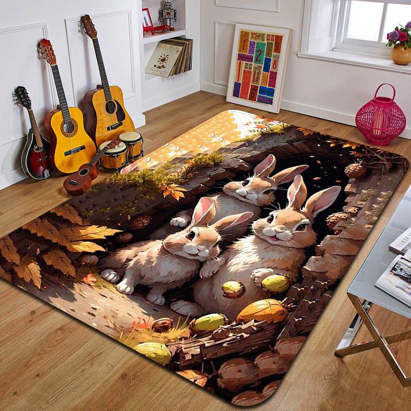 C-Cartoon Rabbit Printed Carpet Fashion Yoga Mat Non-Slip Carpet Bedroom Decoration Outdoor Carpet Bedroom Birthday Gift