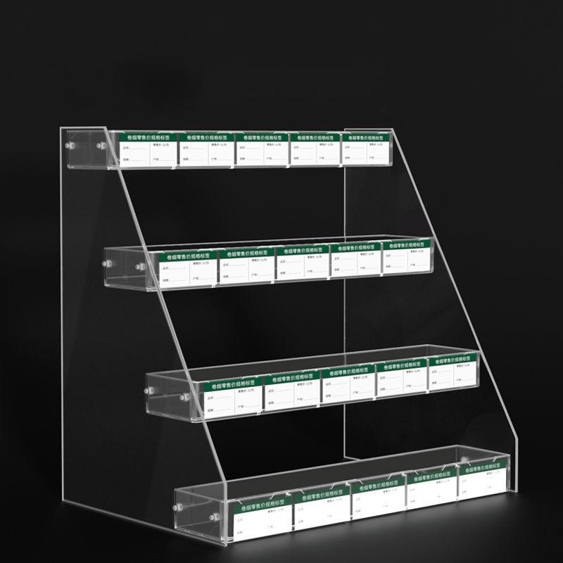 Clear Acrylic Cigarettes Display Stand With Price Slot Supermarket Store Cigarette Holder Cosmetic Nail Polish Ladder Rack Shelf