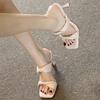 Beautiful! Step On Shit High Heels Women's Sandals Comfortable On the Feet Square Head Thin Heel with Cool Slippers Thick Heel