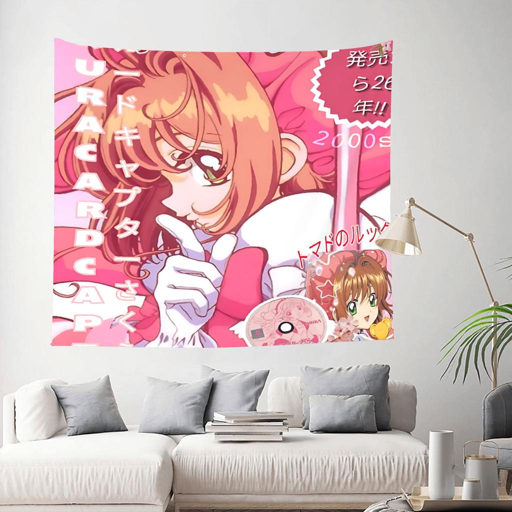 Anime Cardcaptor Sakura cutecore Tapestry Bedroom Decoration Wall Hanging Blanket Tapestry Cool Stuff For Room