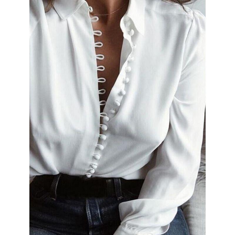 

Long Sleeve Blouse 2022 New Spring Women Chiffon White Shirt 4XL WHITE