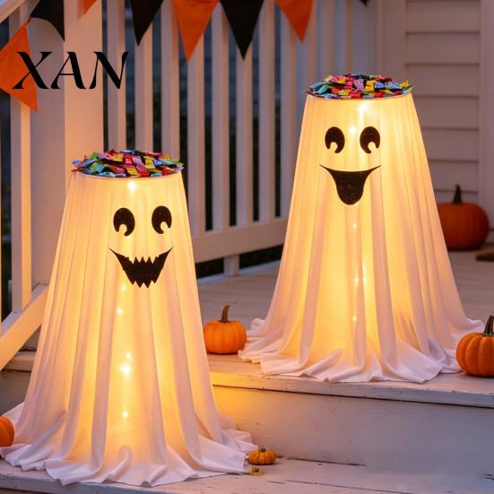 Creative Holiday Table Centerpiece Halloween Ghost Candy Bowl Stand with Remote Control, Large LED Lighted Event Tableware Cute Holder for Front Door
