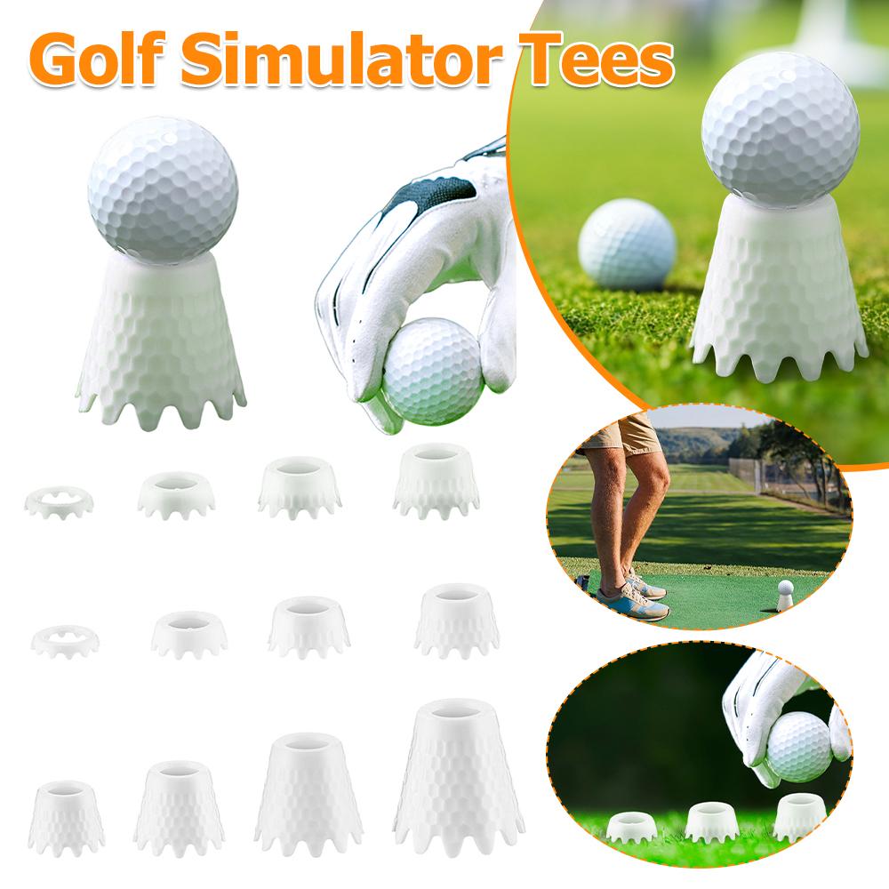 16PCS Golf Simulator Tees Height From 1/4 Inch To 2 Inch TPU Golf Ball Holder for Outdoor Indoor Winter Turf and Driving Range