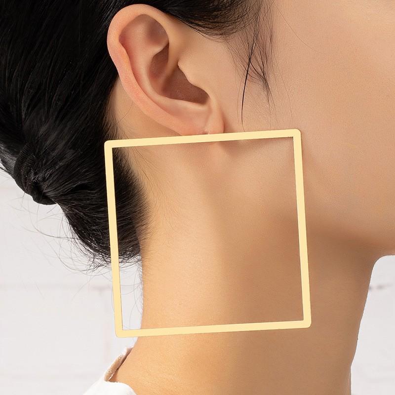 Ins Jewelry E-Commerce 1 Pair Of Simple Metal Oversized Rectangular Frame Earrings Geometric Quadrilateral
