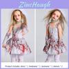 Costume di Halloween per Bambini e Adulti Spaventoso Vestito da Sposa Fantasma Grigio Macchiato di Sangue con Pizzo e Gonna in Tulle