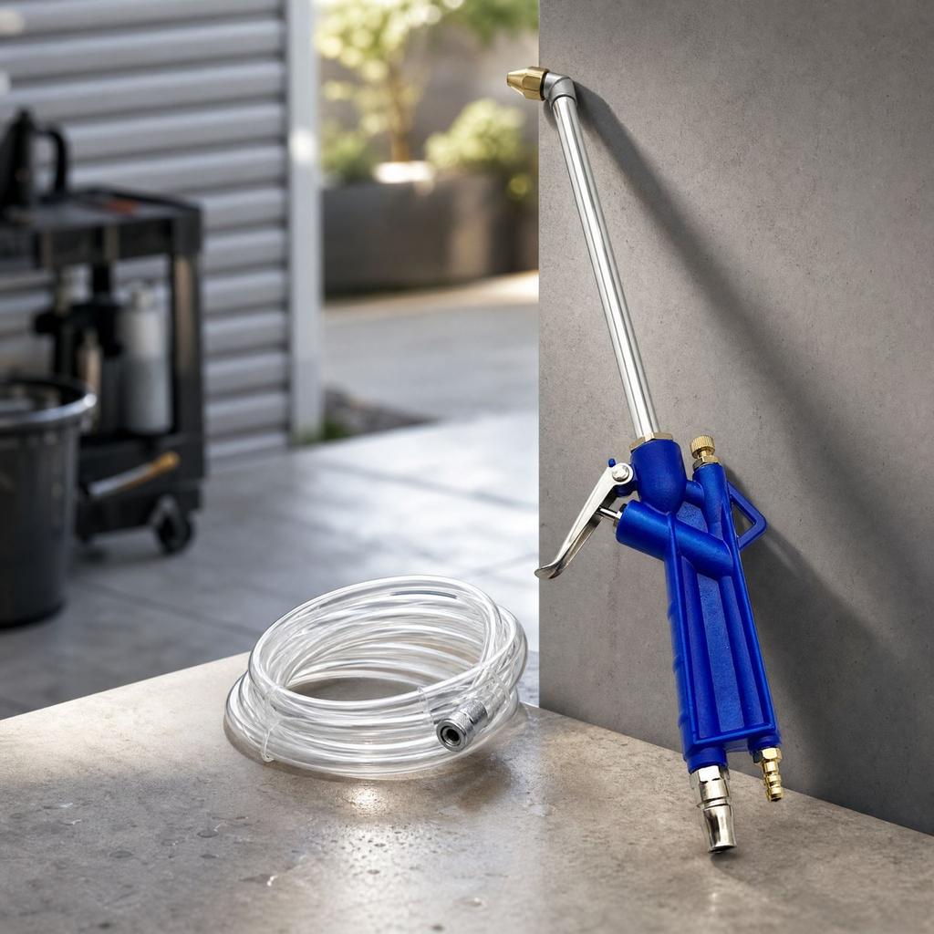 Pneumatic High Pressure Wash with Hose, Powered Spray for Cleaning Tasks