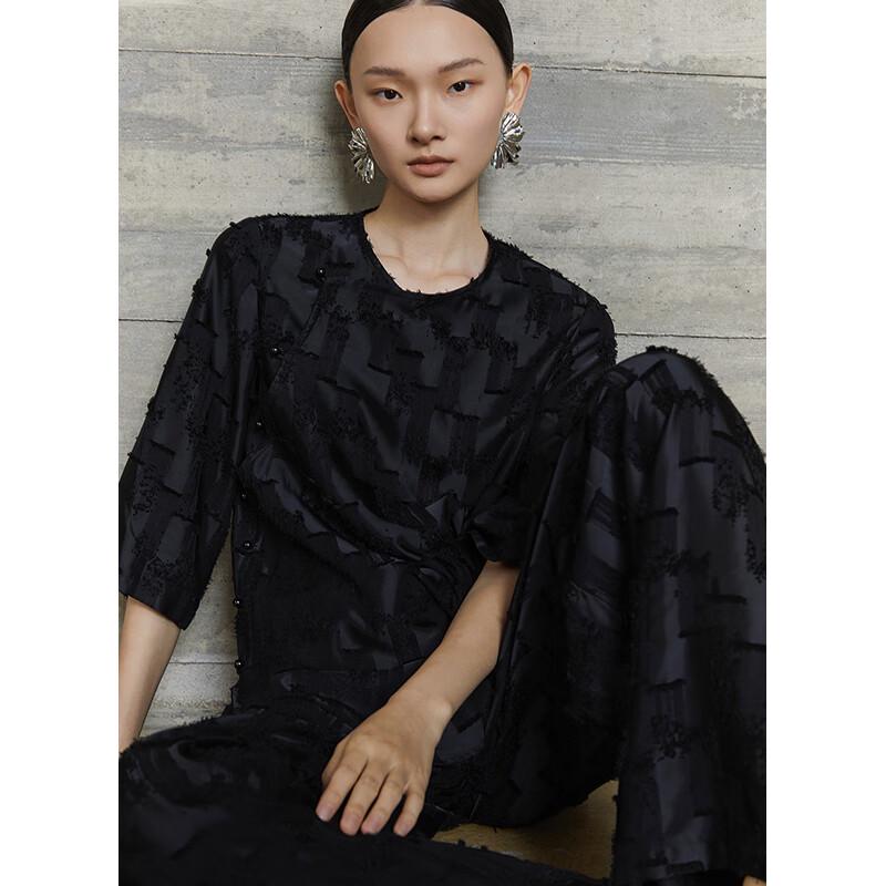 

HECO Women s New Chinese Checkered Tassel Jacquard Blouse M