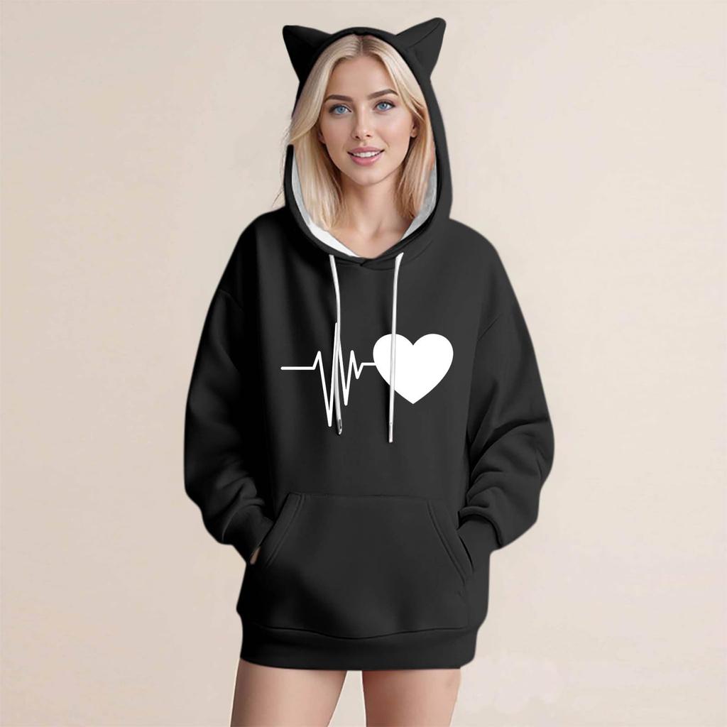 Women's Fashion Casual Long Sleeve  Hooded Sweatshirt Tops