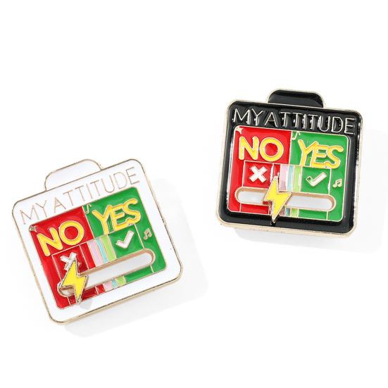 Brosche Social Battery Pin Interaktive Stimmungsnadel My Attitude Mood Shift Emaille-Brosche Schiebebar