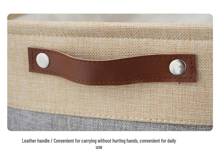 Coș de depozitare modern din in bicolor pentru casă și jucării