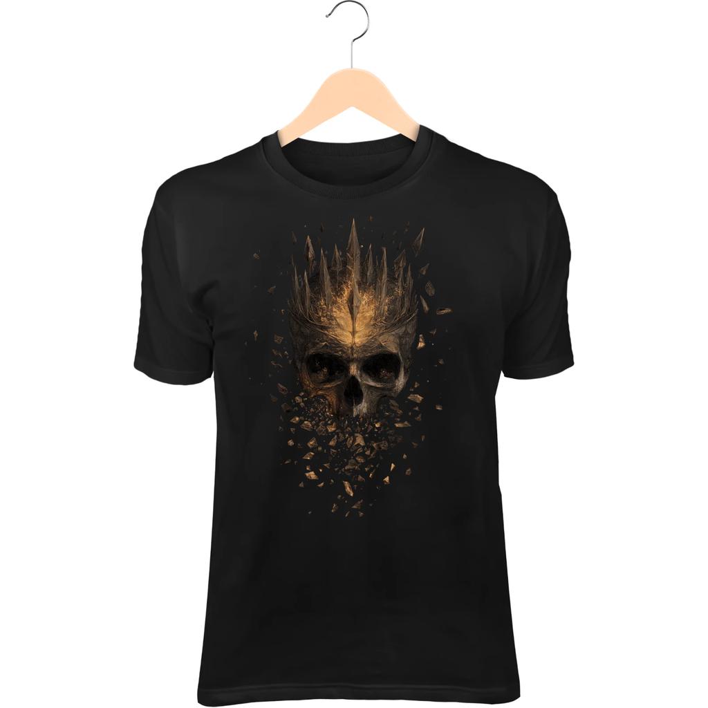 Crowned Skull T-Shirt – Fiery Eyes, Shattered Thorns, Dark Gothic Royalty Art