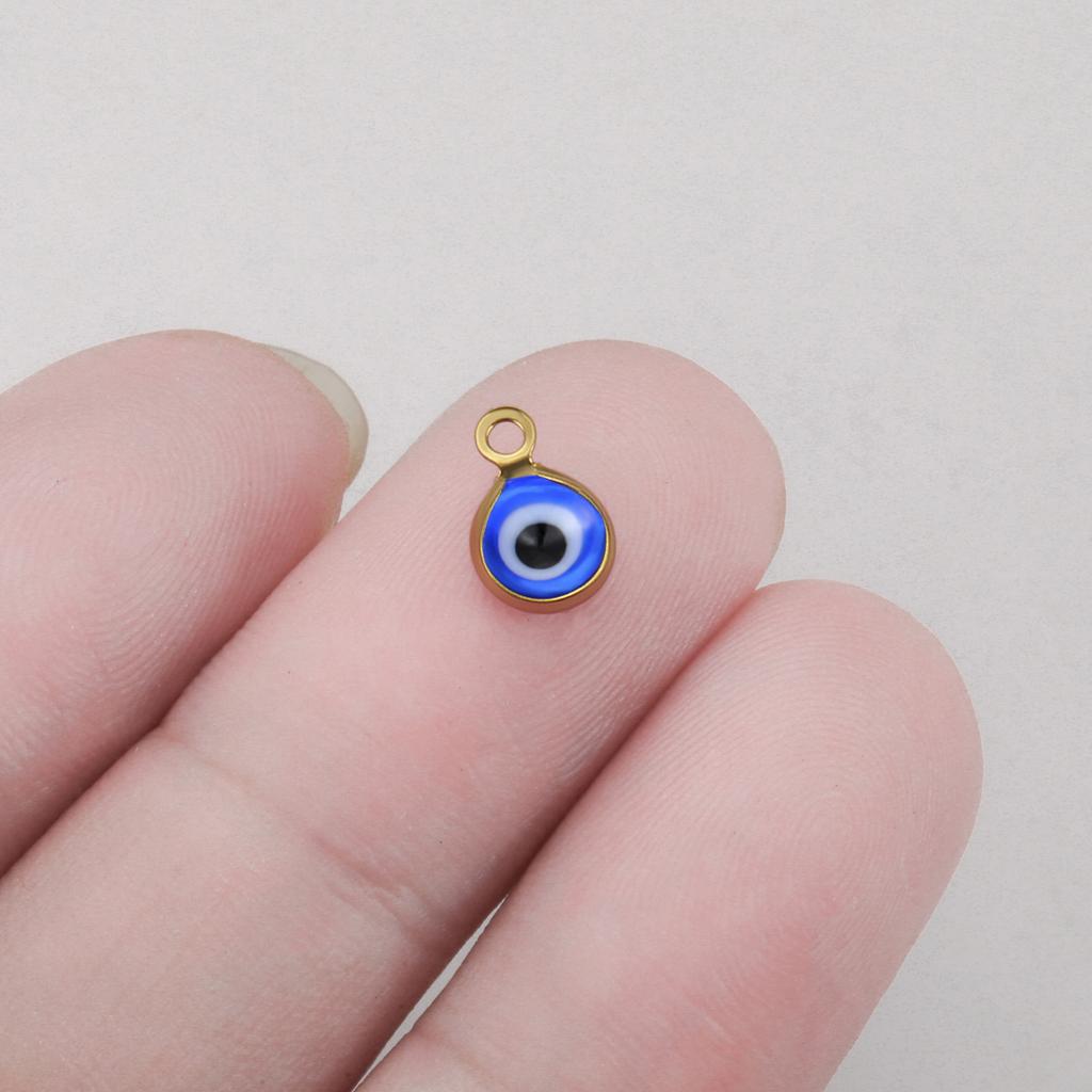 Xiaomi 5pcs Blue Evil Eye Stainless Steel Charms With Lobster Clasp Gold Color DIY Pendant for Bracelet Necklace Earring Jewelry Making