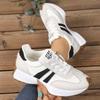 Women's Spring Thick-Soled Platform Gump-Style Casual Shoes With Cross-Strap Detail, Slim-Fit Footwear, Available In Large Sizes.