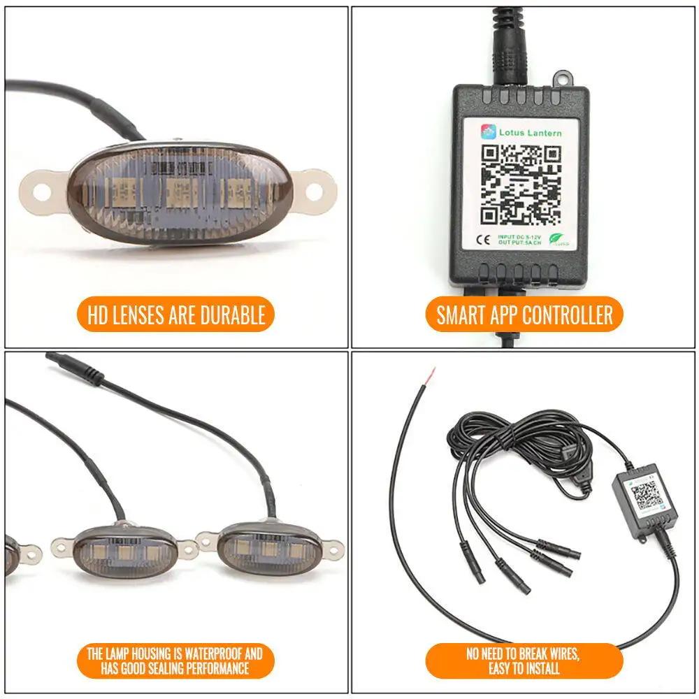 Led Car Front Grille Lighting Universal Daytime Running Light RGB APP Control Central Grid Warning Light Exterior Accessories