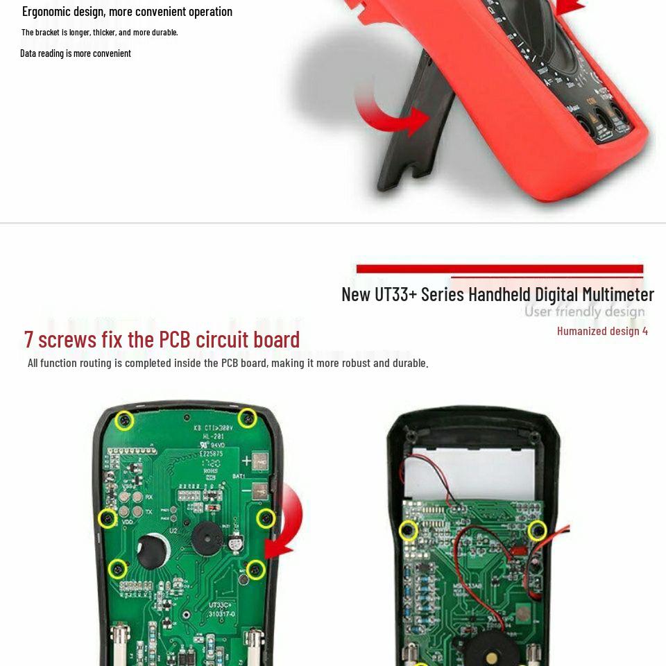 Uni-T UT33D+ Compact Digital Multimeter - High Precision, Fully Automatic for Household Use