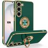 Case for Samsung Galaxy S26, Slim Shockproof Scratchproof Protection with Green Night Rotating Ring