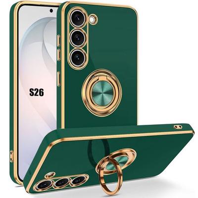 Case for Samsung Galaxy S26, Slim Shockproof Scratchproof Protection with Green Night Rotating Ring