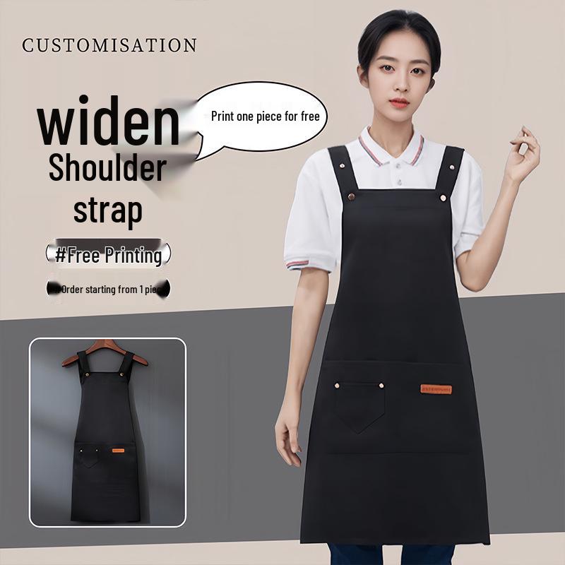 Korean Style Waterproof Printed Apron for Kitchen, Catering, and Nail Art Salon