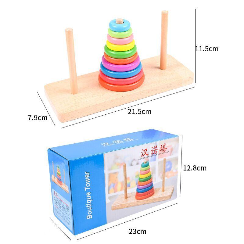 Rainbow Stacking Le Hanoi Tower Stacking Le Size Cognitive Color Distinction Young Children Educational Parent-Child Interactive Toys