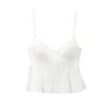 2025 Women's European & American Style Fashion Pleated Poplin Spaghetti Strap Short Top