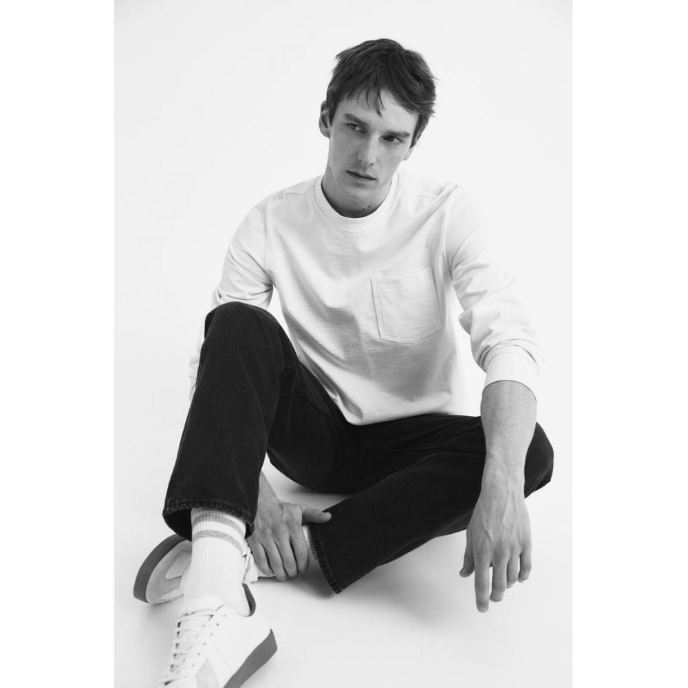 

Трикотажный топ с длинными рукавами HM Regular Fit, кремовый