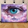 2D Aesthetic Dreamy Backdrop, Giant Eye with Pink Purple Clouds Banner