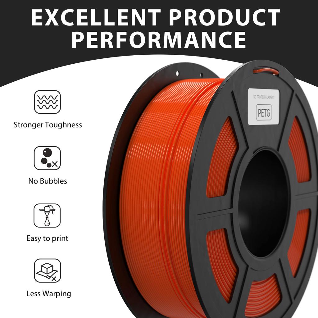 PETG Filament 1.75mm 3D Printer Filament 1kg(2.2lbs) Higher Toughness 3D Printing Filament Compatible with Most of FDM