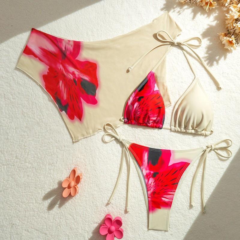 Swimsuit Printed Lace Sexy Bikini Split Fashionable Three-piece