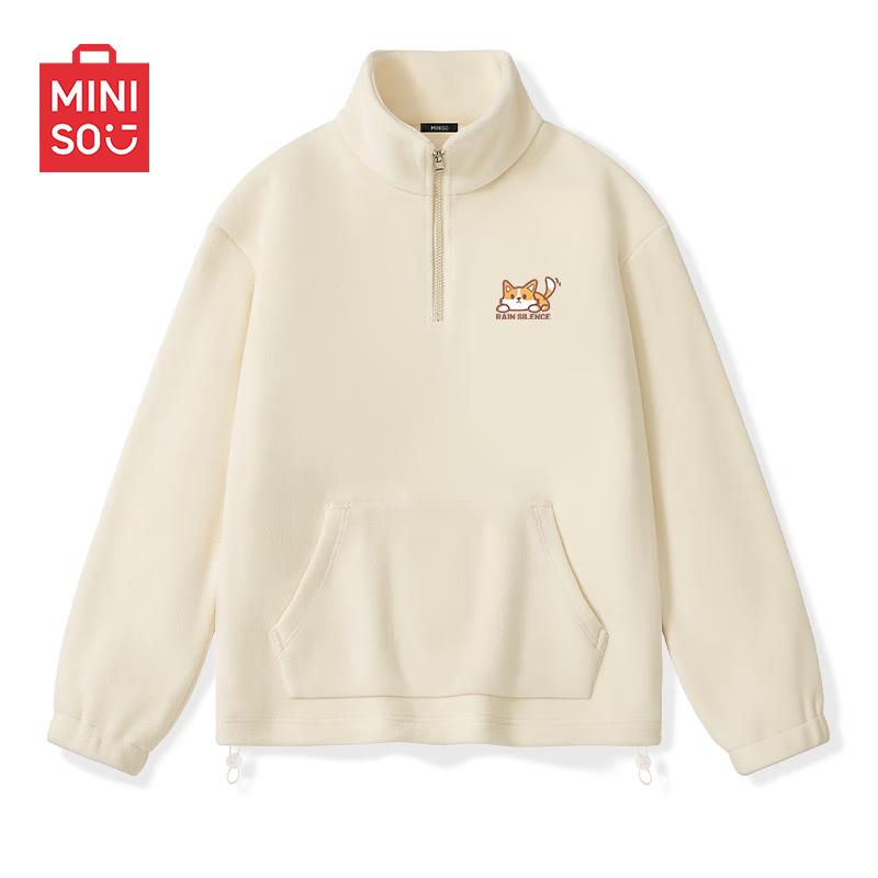 

MINISO Men s Plush Half-Zip Stand-Up Collar Sweatshirt 3XL