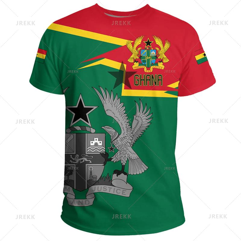 Ghana Nationa IndependenceDay 3D Printed T Shirt The Republic-of Ghana Emblem Flag Graphic Tee-shirts For Men Mens Clothing Tops