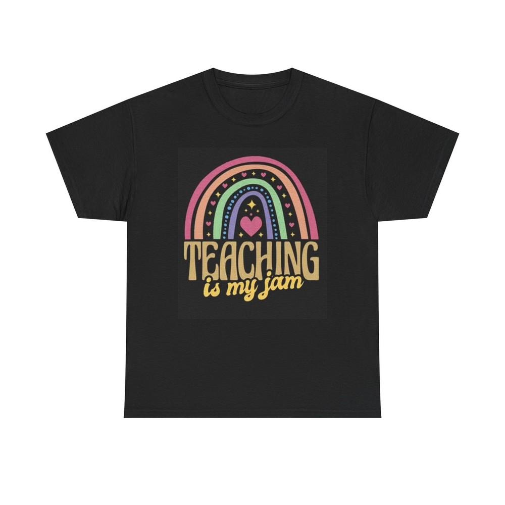 Teaching Is My Jam Graphic T Shirt Funny Rainbow Unisex Heavy Cotton Tee