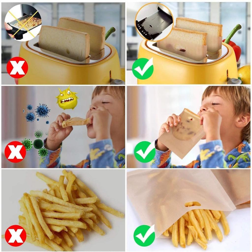 Confezione da 6 Sacchetti Tostapane Riutilizzabili per Sandwich al Formaggio Grigliato 17*19CM