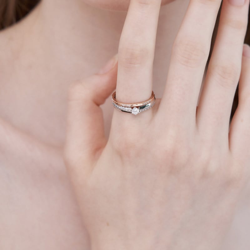 ELLE Jewelry Solitaire Combo Layered Ring (2 Pieces) ELBRWR144