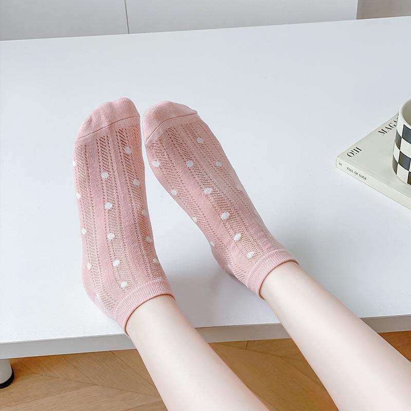 Women's Spring and Summer Short Cotton Socks, Breathable Boat Socks, Sweat-absorbing Net Socks, Summer Thin Girls' Cartoon Short Socks Trend