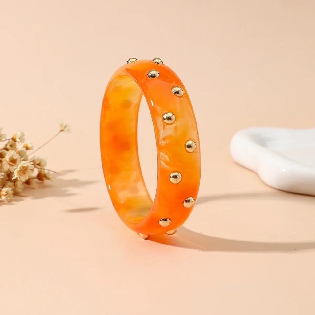 DIEZI 8 Colors Fashion Round Geometric Acrylic Resin Bangles Exaggeration Chunky Wide Bangles Bracelets For Women Men Jewelry