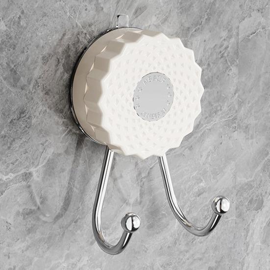 2Pcs Double Hook Wall Hooks No Punching Towel Hook Suction Cup Strong Load Bearing Hanger Waterproof Rustproof Adjustable Hanging Hook for Bathroom