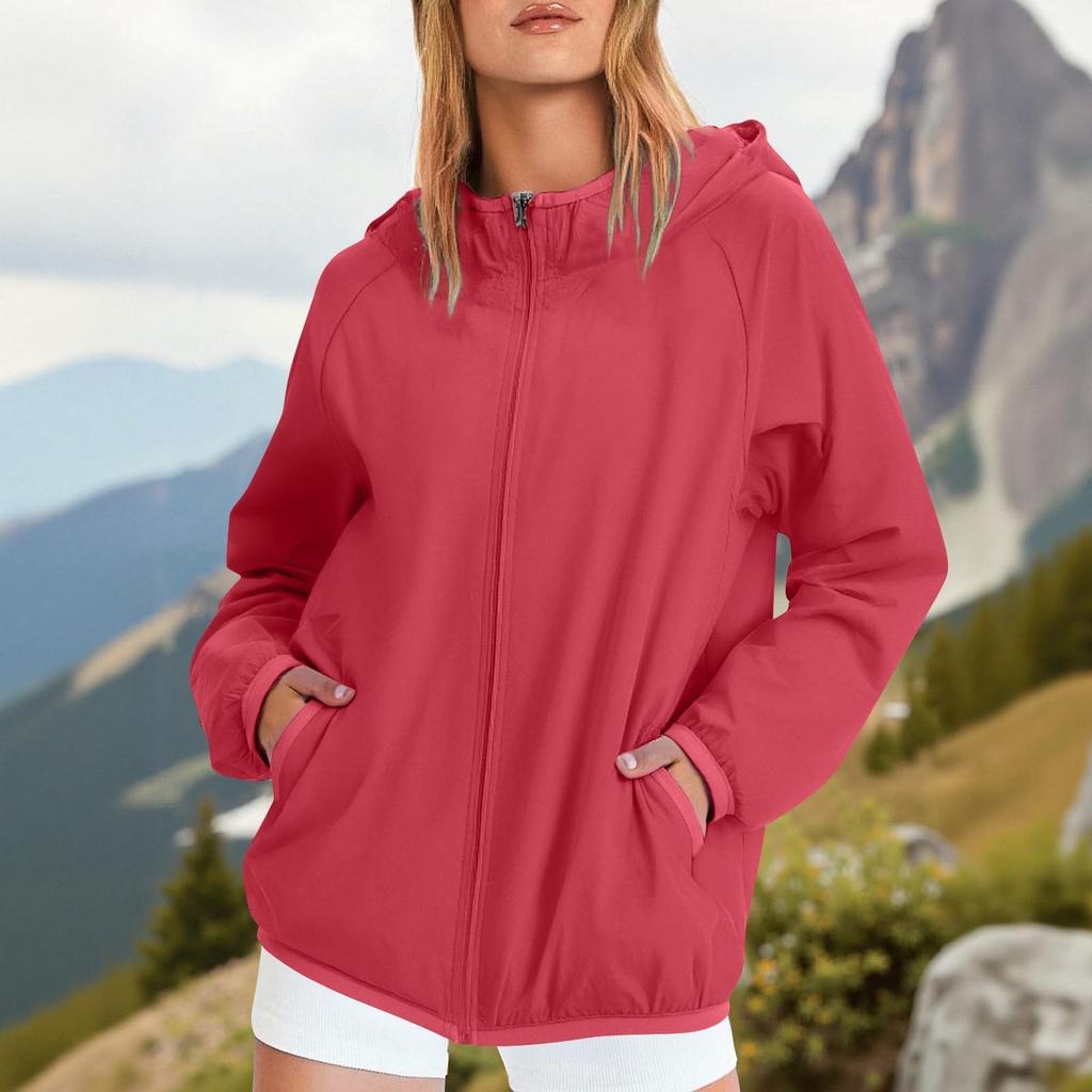 Women's Rain Jacket, Soft and Lightweight Full Zipper Sweatshirt Jacket