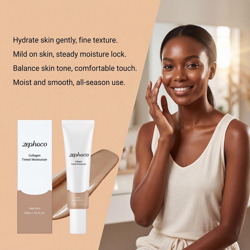 Zephoco Hydrating Tinted Moisturizer – Deep Tone, Breathable, Soft Feel, Easy Spread