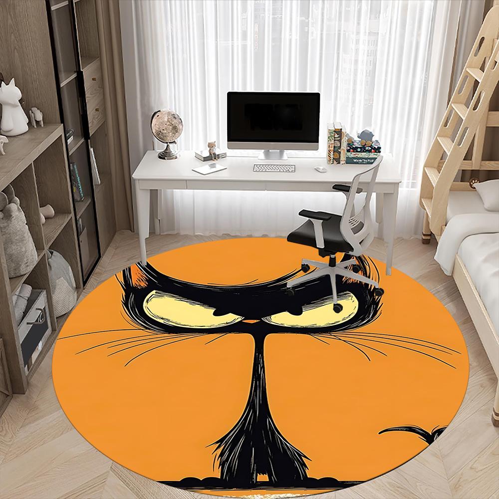 1pc Cat Whiskers Office Round Area Rug, Indoor Mat Suitable ForOffice, Under Office Chairs Bedroom Living Room Home Decor, Room Deco u36