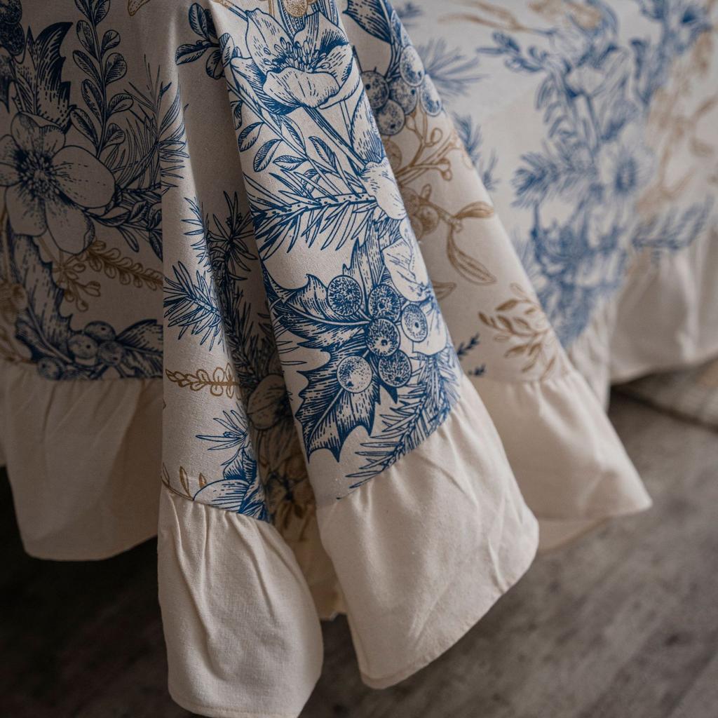 Sofa Towel Christmas Print American Pine Branch Ruffle Edge Multifunctional Cover Vintage Sofa Cover