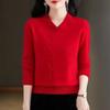 Knitted Solid Color Age-reducing Sweater Lapel New Style Loose Base Top