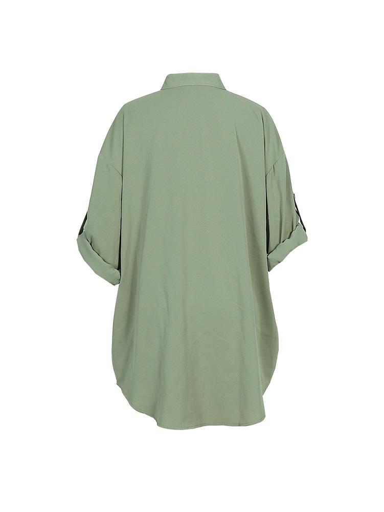 Cotton & Linen Row Button Plus Size Women's Mid-Length Short-Sleeve Loose Shirt