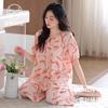 Pajamas Women's Summer Cotton Short-sleeved Eight-point Pants with Chest Pads 1011 New High-end Summer Half-sleeved Loungewear