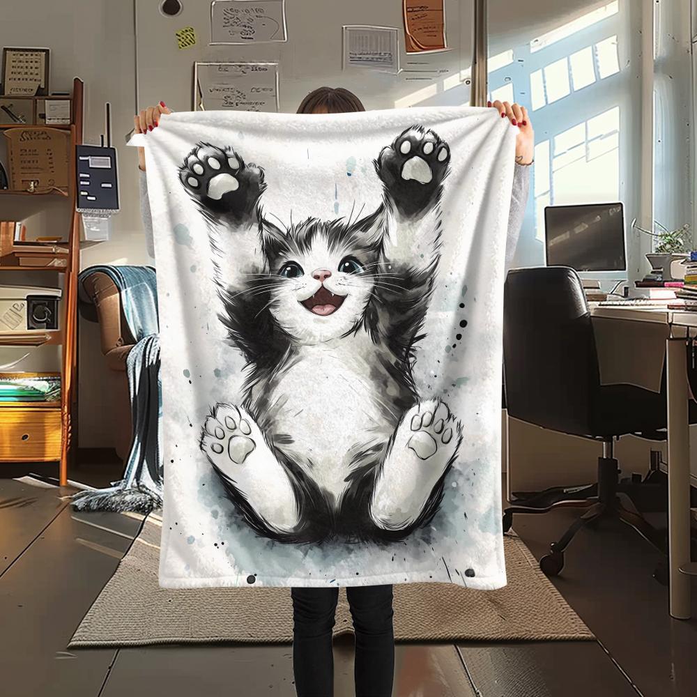 Cute Puppy and Kitten Print Flannel Blanket,High Quality Comfortable for All Seasons,Home Decor,Warmth and Comfort,Perfect for Christmas Gifts