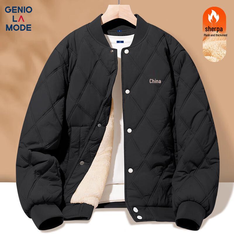 

GENIOLAMODE Men s Winter Fleece-Lined Baseball Jacket L