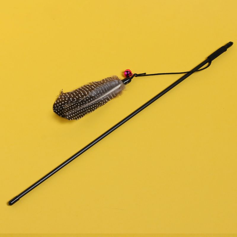 

Pearl Chicken Feather Cat Teaser Pet Supplies Cat Toys Scratch-Resistant Bite-Resistant Self-Hi Relieving Stuffy Elastic String Kitten Bell 2 PCs