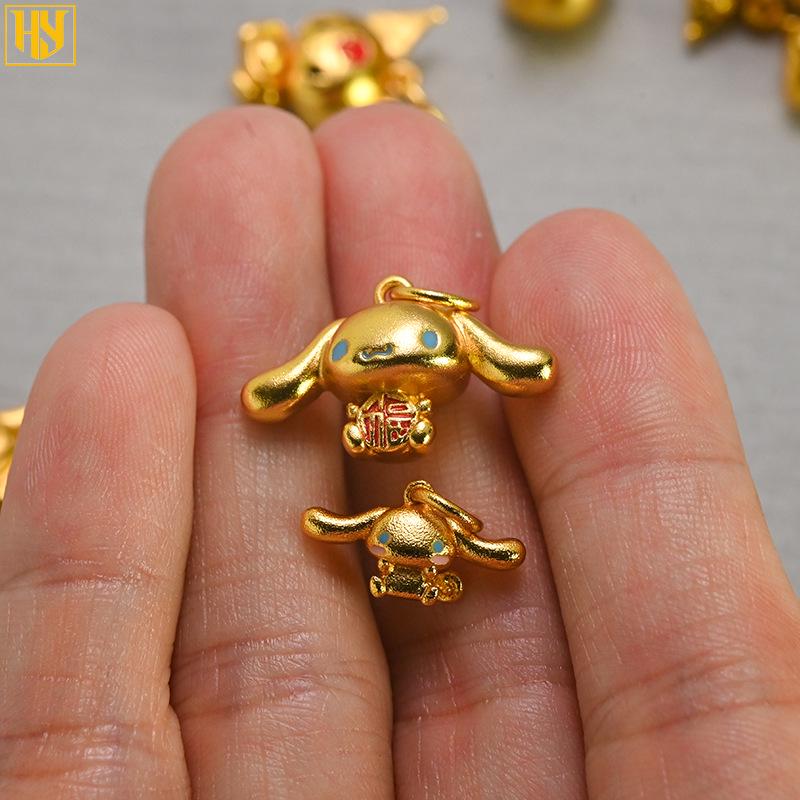 24k Vergoldete Cartoon Kuromi & Cinnamoroll Anhänger Halskette für DIY Schmuck