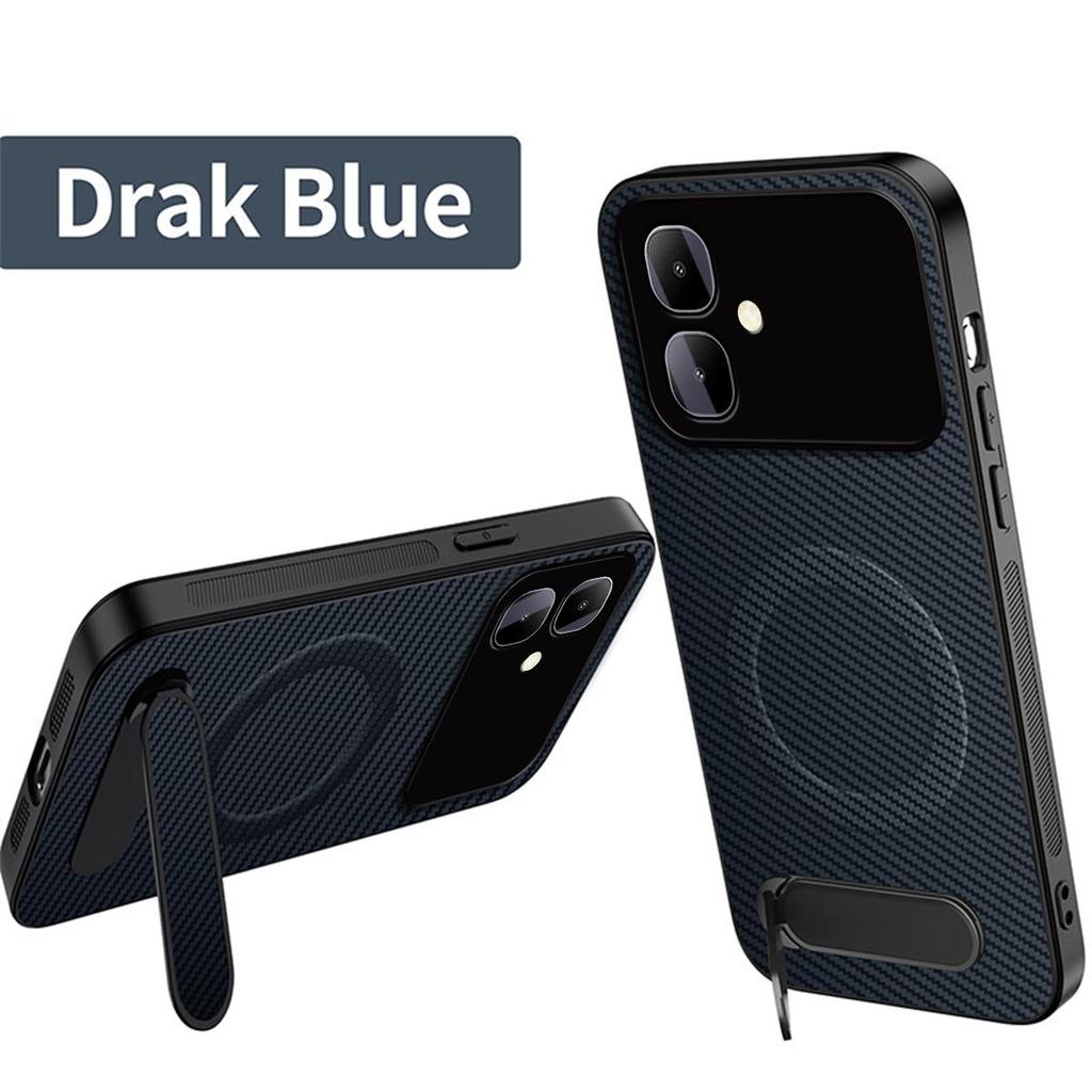 Carbon Fiber Texture TPU Phone Case for infinix SMART 20 Multi‑Angle Kickstand Soft Protective Cover