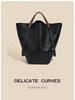 2025 Women's MM6 Equestrian Tote: Large-Capacity Cowhide Handbag, Stylish Commuter Bucket Bag
